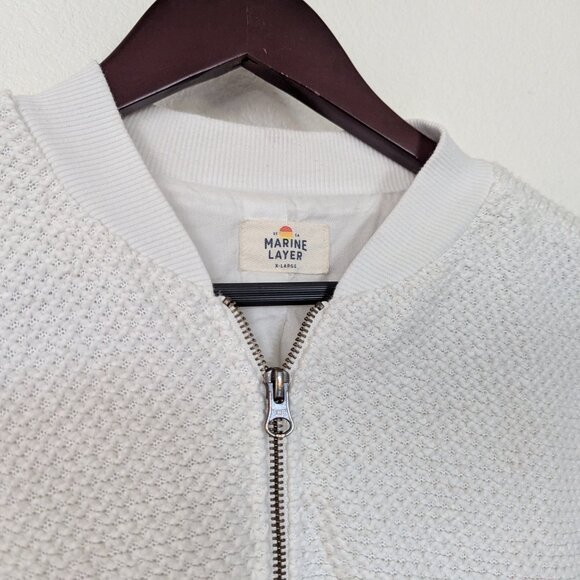 Marine Layer Women's Birdseye Bomber Jacket Natural Cream XL - Picture 5 of 11